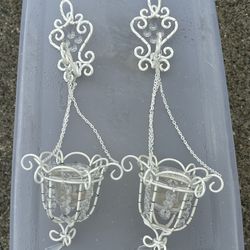 Two Wall Hanging Candle Holders 