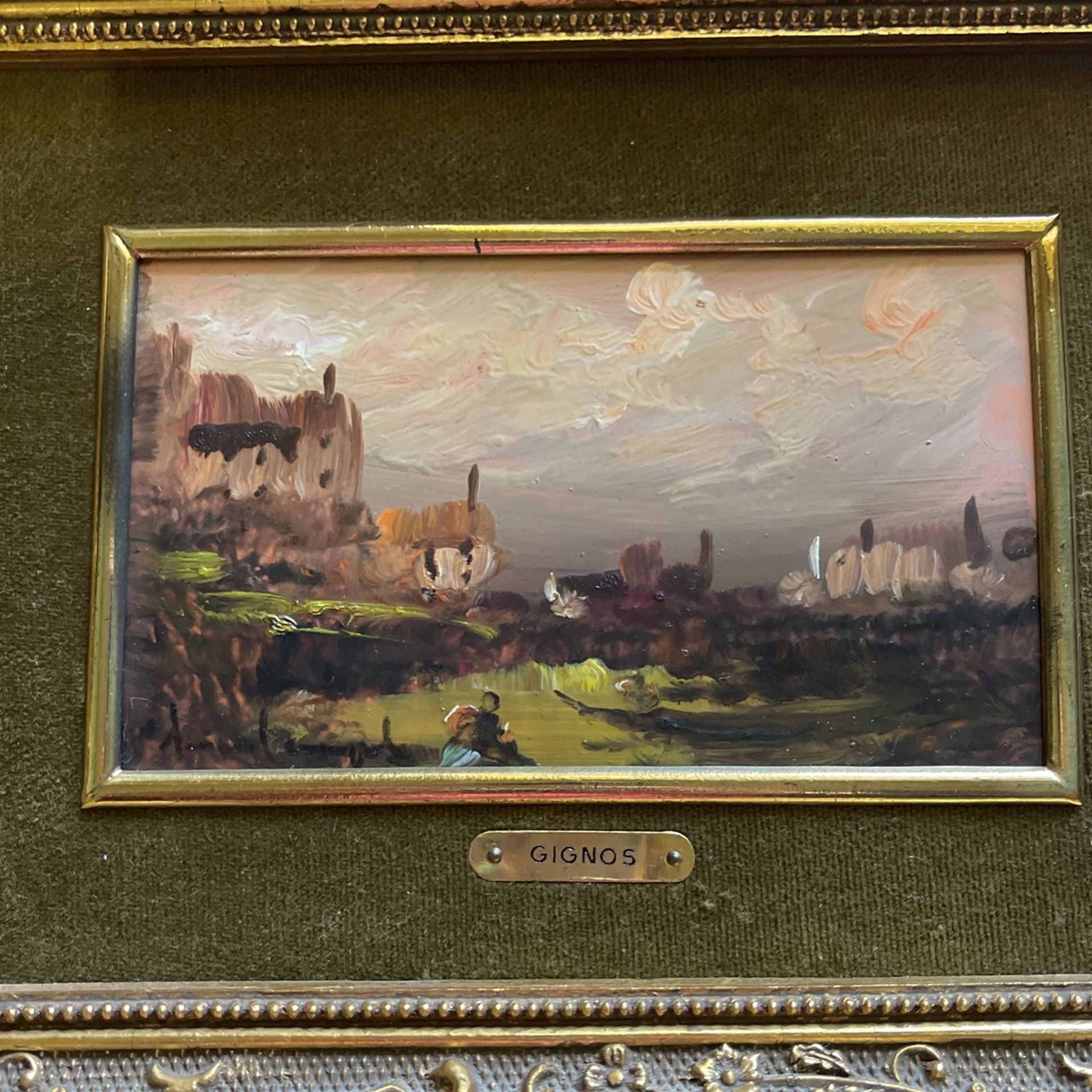 Original Gignos Oil Painting In Original Frame