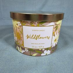 15oz Lidded Glass Jar 3-Wick Candle Wildflowers with Peony&Amber - Opalhouse™
