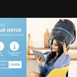 Professional Adjustable Hood Floor Stand Bonnet Hair Dryer, 1300 Watts, Black