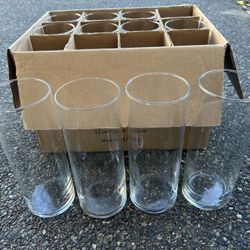 11 Pcs 9 Inches tall Clear Glass Cylinder Vases, Bulk Sell of Table Flower Vases for Home, Wedding Centerpieces,Party, Anniversary Ceremony.