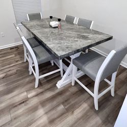 7 Piece Marble Dining Set  