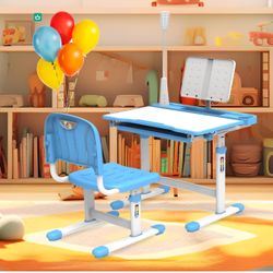 Brand New In The Box- YBLFDY Kids Study Desk Height Adjustable Kids Desk with 3 Modes LED Light, Kids School Desk for Bedroom with Tilt Desktop,Go Bac