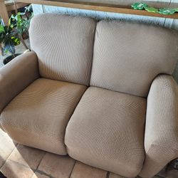 Power Reclining Love Seat Pictured With Slip Cover