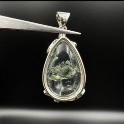 64.25cts Excellent Natural Garden Quartz With Stainless Steel pendant 
