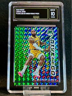 2023 Mosaic 💥 LeBron James 💥 Give And Go Green Mosaic Prizm GMA 10 💎 Mint - Los Angeles Lakers