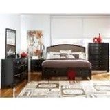 Ashley Emory King Upholstered Platform Bed in Dark Brown 5 Pc Signature Design By Ashley 
