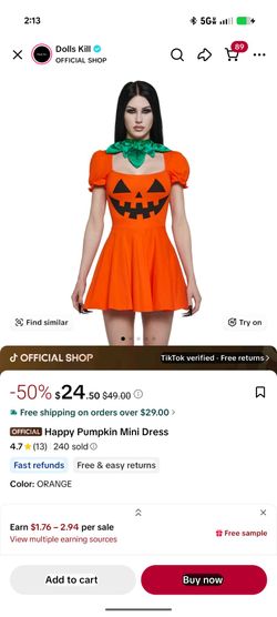 Dolls Kill Happy Pumpkin Mini Dress medium