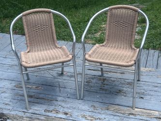 Pair Aluminum Faux Wicker Patio Chairs
