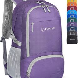 ZOMAKE Lightweight Packable Backpack 30L - Foldable Hiking Backpacks Water Resistant Compact Folding Daypack for Travel(Purple)