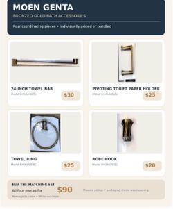 Moen Genta Bronzed Gold Bath Accessories Set