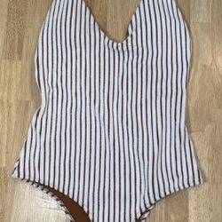 Women’s - Size small - brown and white one piece cheeky swimsuit - $30 OBO - Non contact door pickup