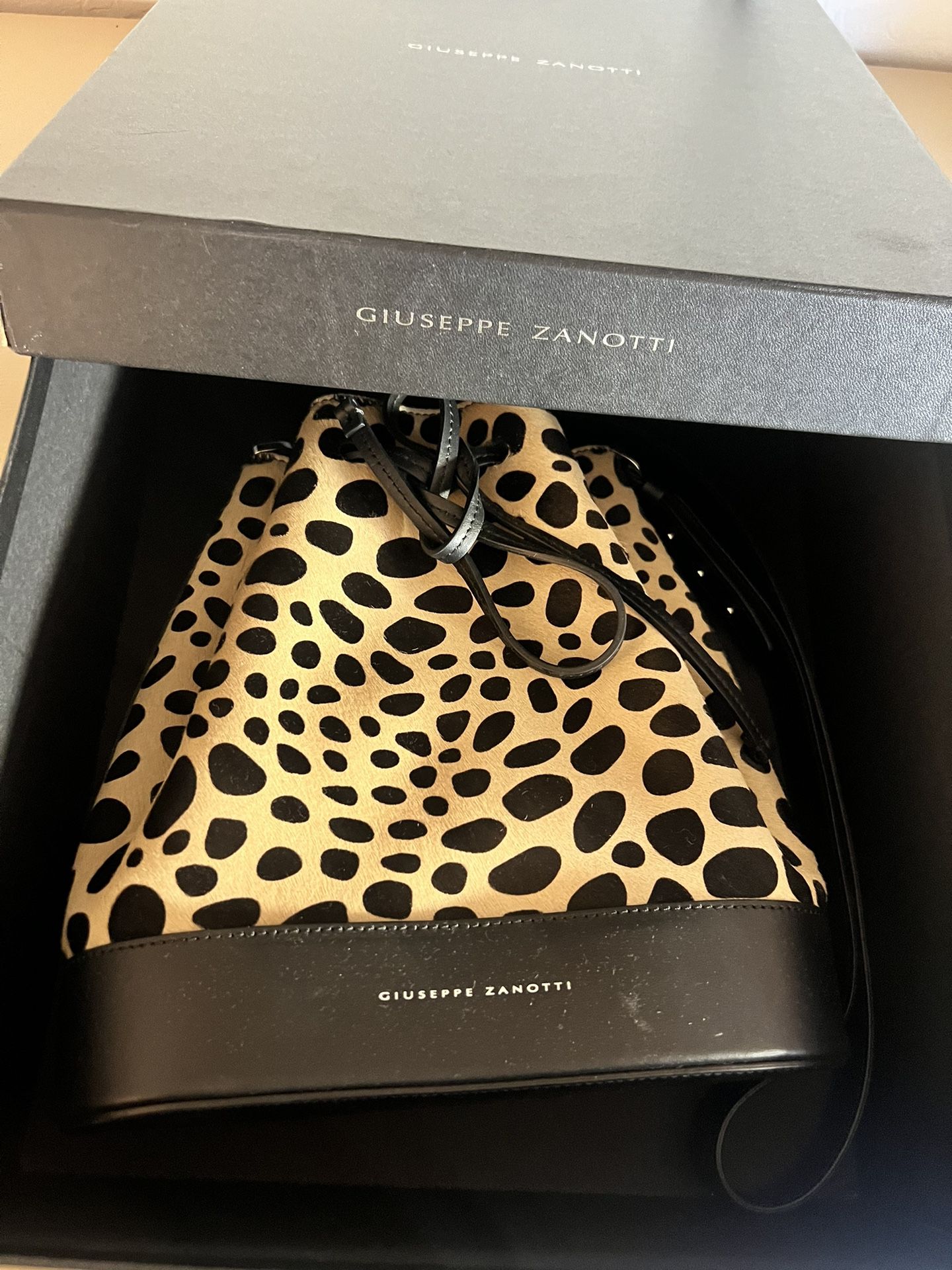 Giuseppe Zanotti Selly Leopard Print Bucket Bag