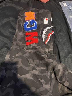 BAPE Double Hood Color Camo Shark Full Zip HoodieBlack  XL