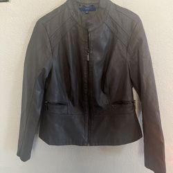 APT. 9 Gray Faux Leather Jacket. Size Large 