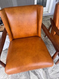 Macy's Jollene 29" Leather Winged Accent Chair - Set of 2