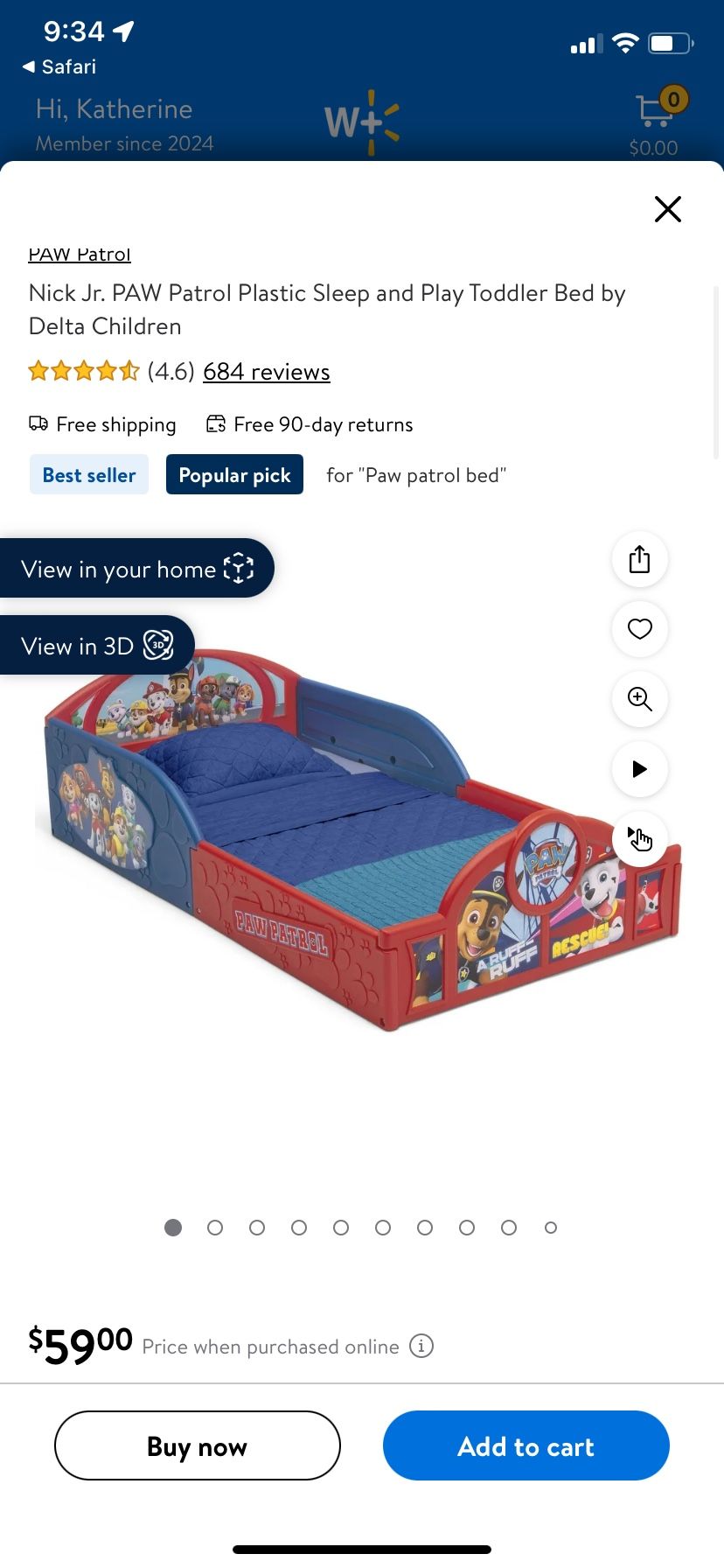 Paw Patrol Toddler Bed Frame (no Mattress)
