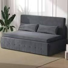 Queen Size Pull Out Sofa Bed, Convertible Sleeper Sofa with Pull Out Bed, Velvet Loveseat Couch Bed with Two Pillows for Living Room/Apartment, Light 