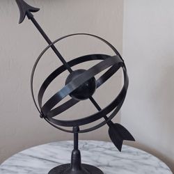 Vintage Bronze/Iron Armillary Sphere Garden Sundial With Roman Numerals on Base. Made in India 
