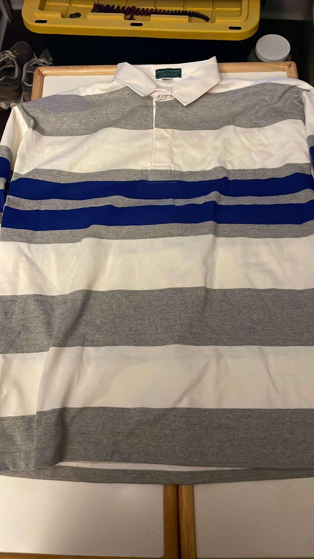 Vintage Heavy Weather By Outer Banks Long Sleeve Polo Rugby Stripes Size XL