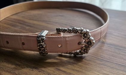 Brighton Pink Belt with Floral Buckle