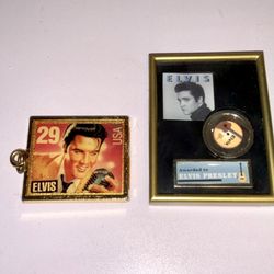 Vintage Elvis Presley Mini Plaque & Pendant Charm Lot Gold Tone