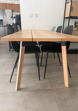 Modern Wood Dining Table with 6 Chairs