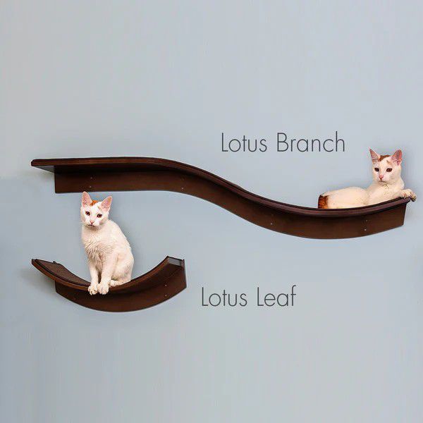 The Refined Feline Lotus Branch and Lotus Leaf Cat Shelf Perch Tree 