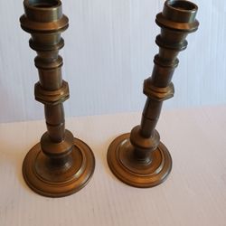 Candlestick Holders - Vintage Brass 11 Inches Tall - Set Of 2