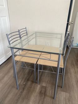Glass Top Dining Table Set with 4 Chairs