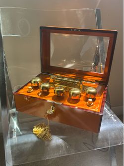Vintage Wooden Bell Music Box by Gold Label