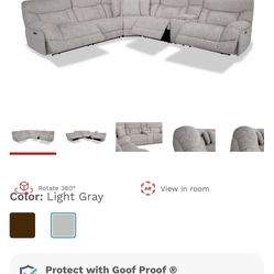 Everest Light Gray 136'' Power Reclining 6 Piece Sectional with Power Headrest 136"W x 123"D x 41"H 
