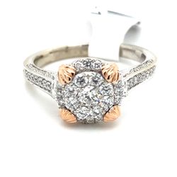 14k Two Tone Gold Diamond Cluster Ring 4.8g Size 7 121120 1