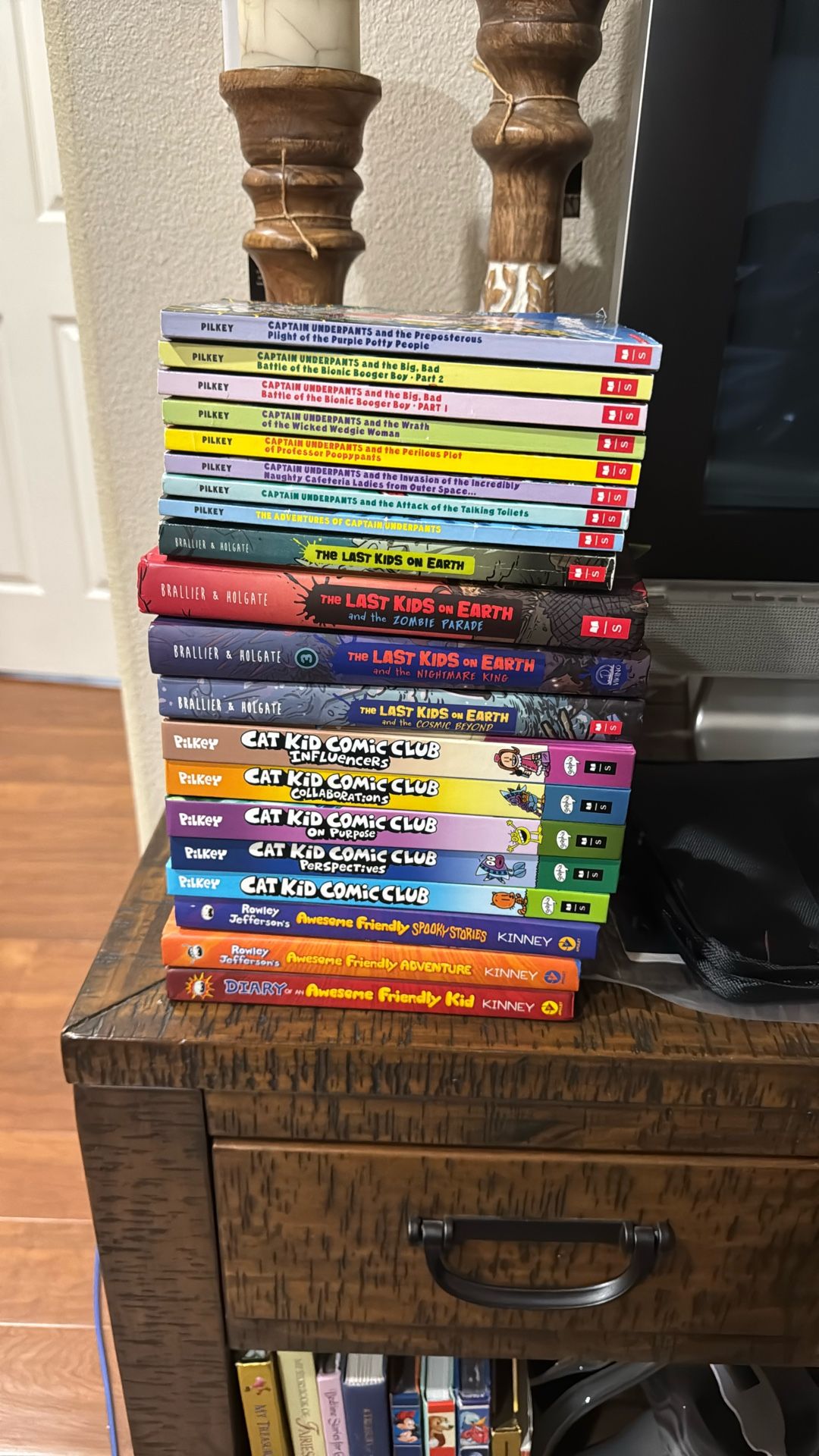 Every Cat Kid Books, Some Last Kids On Earth, Most Captain Underpants, Every Awesome Friendly Kid