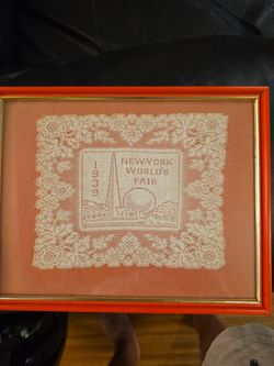 Framed Lace 1939 World's Fair souvenir