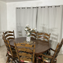 Comedor de Madera Solida y 6 Sillas con Extension PRECIO REDUCIDO!