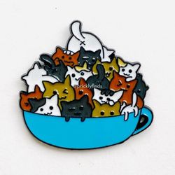 Cup Full Of Kittens Cats Mug Brooch Pin