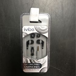 iVibe Flat Cable Stereo In Ear Headphones W/ Microphone Gray 