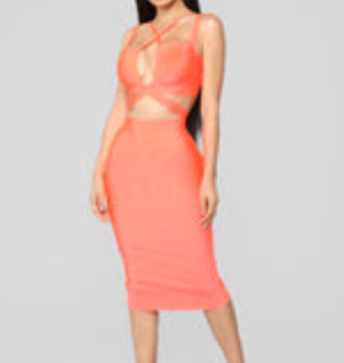Orange Cutout Strappy Midi Dress (never worn)