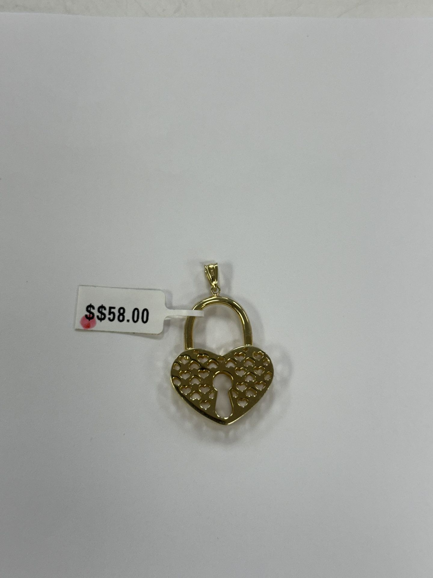 Gold Plated Sterling Silver Heart Lock Pendant