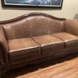 Leather sofa set of three