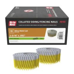 Grip-Rite 2-3/16 in. x 0.092 in. 15° Exterior Galvanized Wire Collated Ring Shank Nails 3000 Per Box