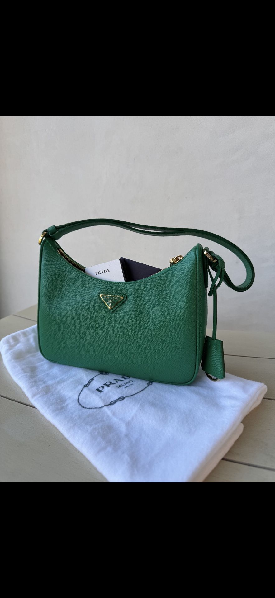 Prada Saffiano Green Leather Mini Bag