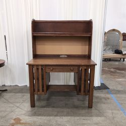 Mission Style Brown Wood Desk with Hutch