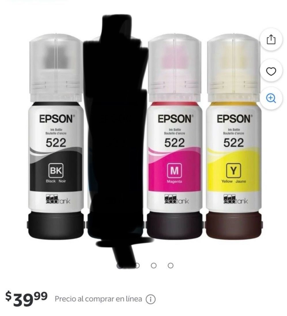 Genuine Epson 522 Ink Bottles 3 Pack for ET-2720 ET-2800 ET-2803 ET-4700 ET-4800
