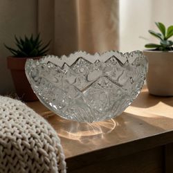 Vintage Quintec Clear Glass Bowl: L.E. Smith McKee Console Bowl