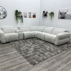 White Recliner Sectional Couch - Free Delivery 