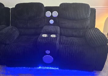 Black Reclining set with LED Lights and Bluetooth