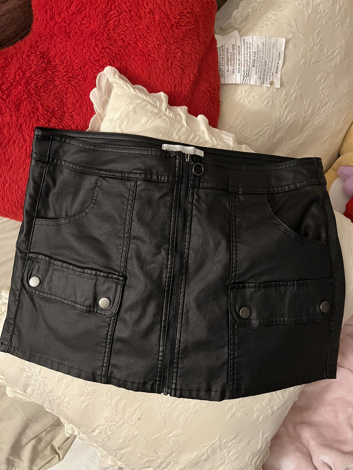 No Boundaries Black Faux Leather Mini Skirt