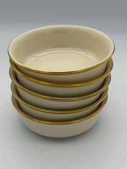 Lenox Eternal Ivory Gold Trim 5 Inch Fruit Dessert Sauce Bowls Stack of 5